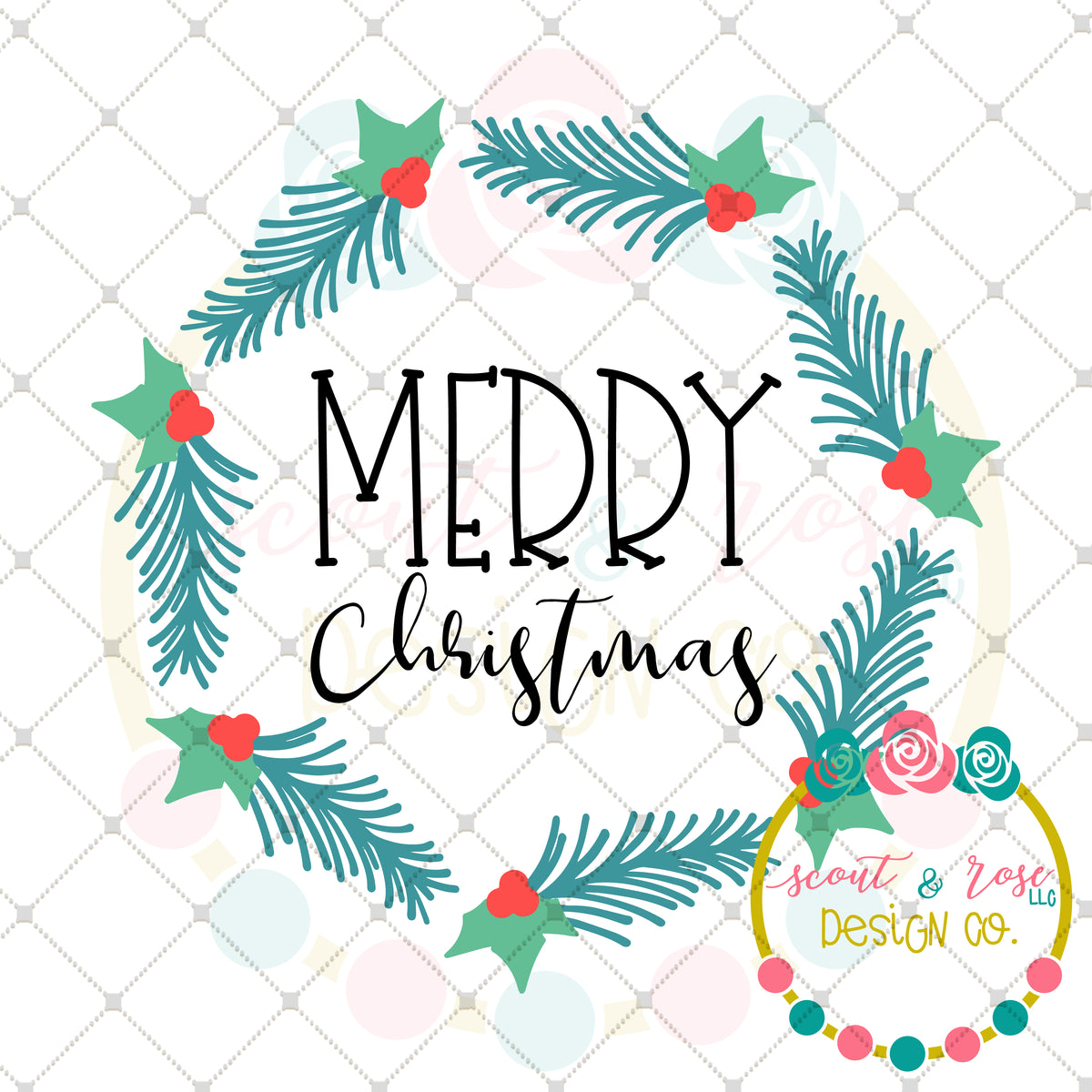 Download Merry Christmas Wreath SVG DXF PNG - Scout and Rose Design Co