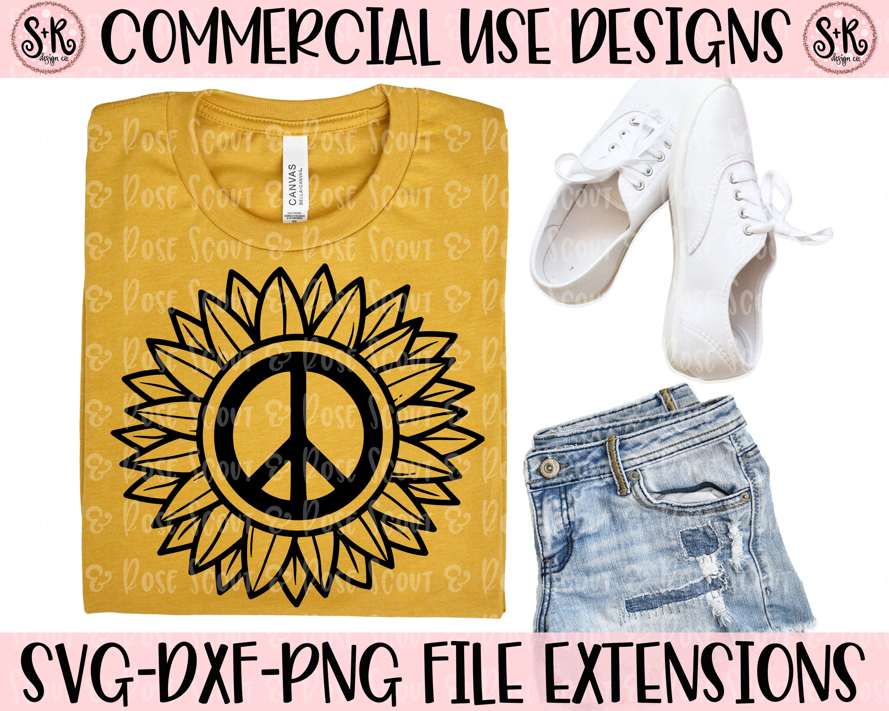 Download Sunflower Peace Sign Svg Dxf Png 2020 Scout And Rose Design Co