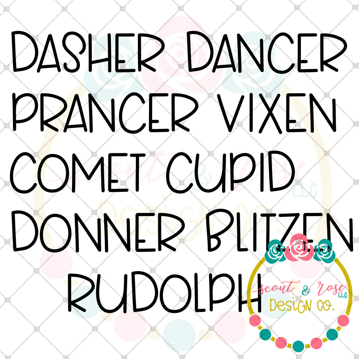 Download Reindeer Names Uppercase SVG DXF PNG - Scout and Rose ...