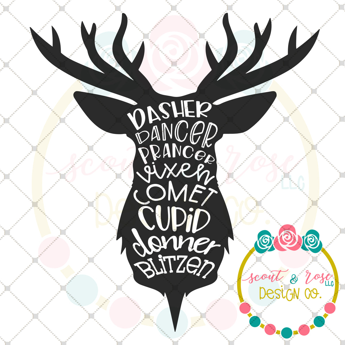 Download Reindeer Names Silhouette SVG DXF PNG - Scout and Rose Design Co