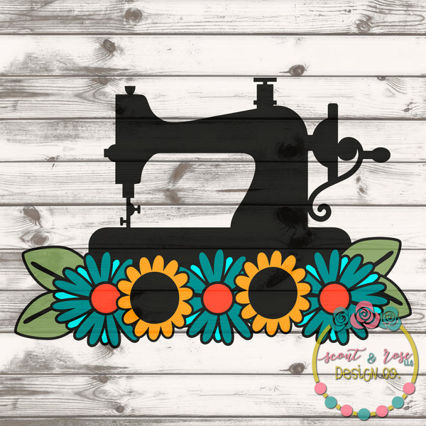 Download Sewing Machine Floral SVG DXF PNG - Scout and Rose Design Co