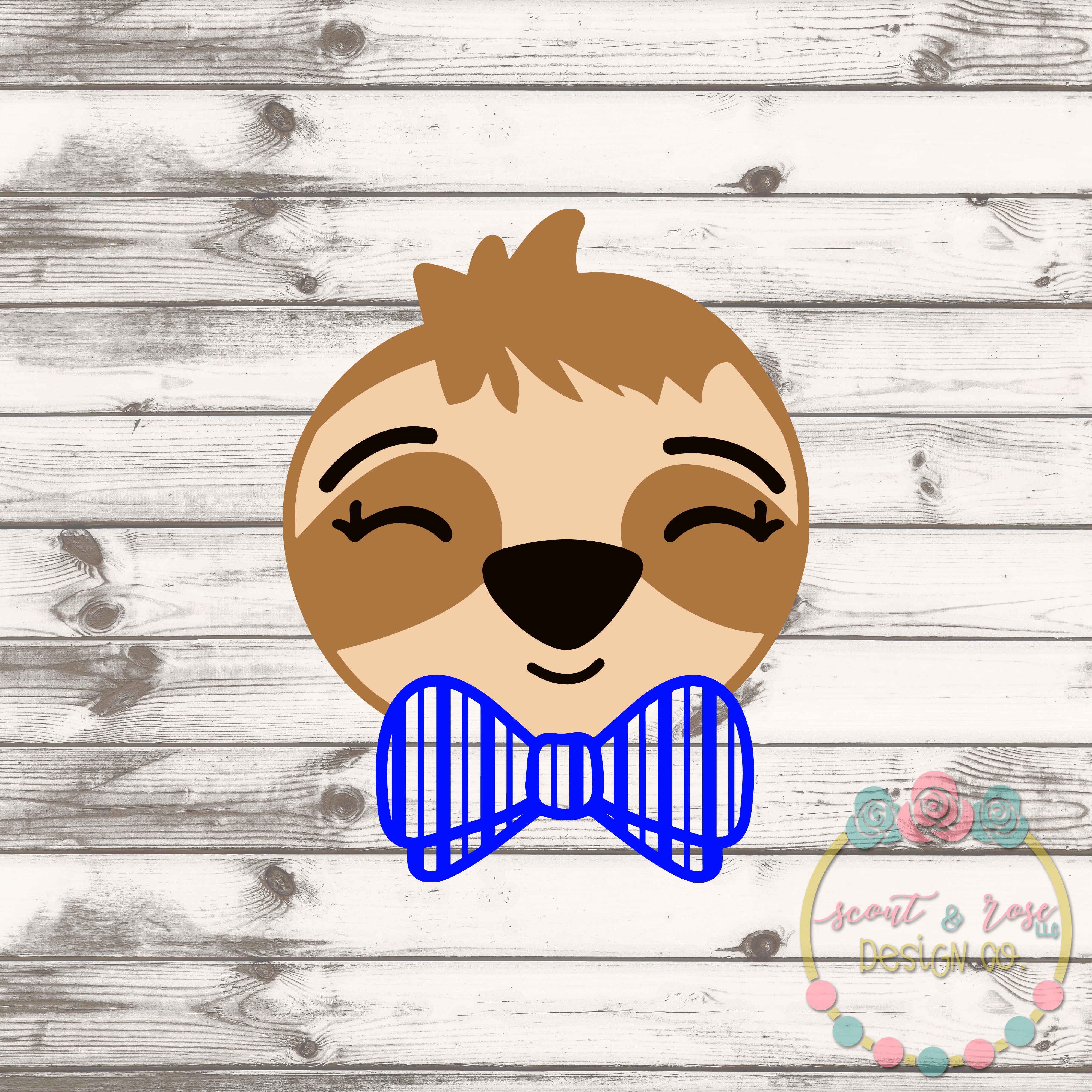 Download Bowtie Sloth Boy Svg Dxf Png Scout And Rose Design Co