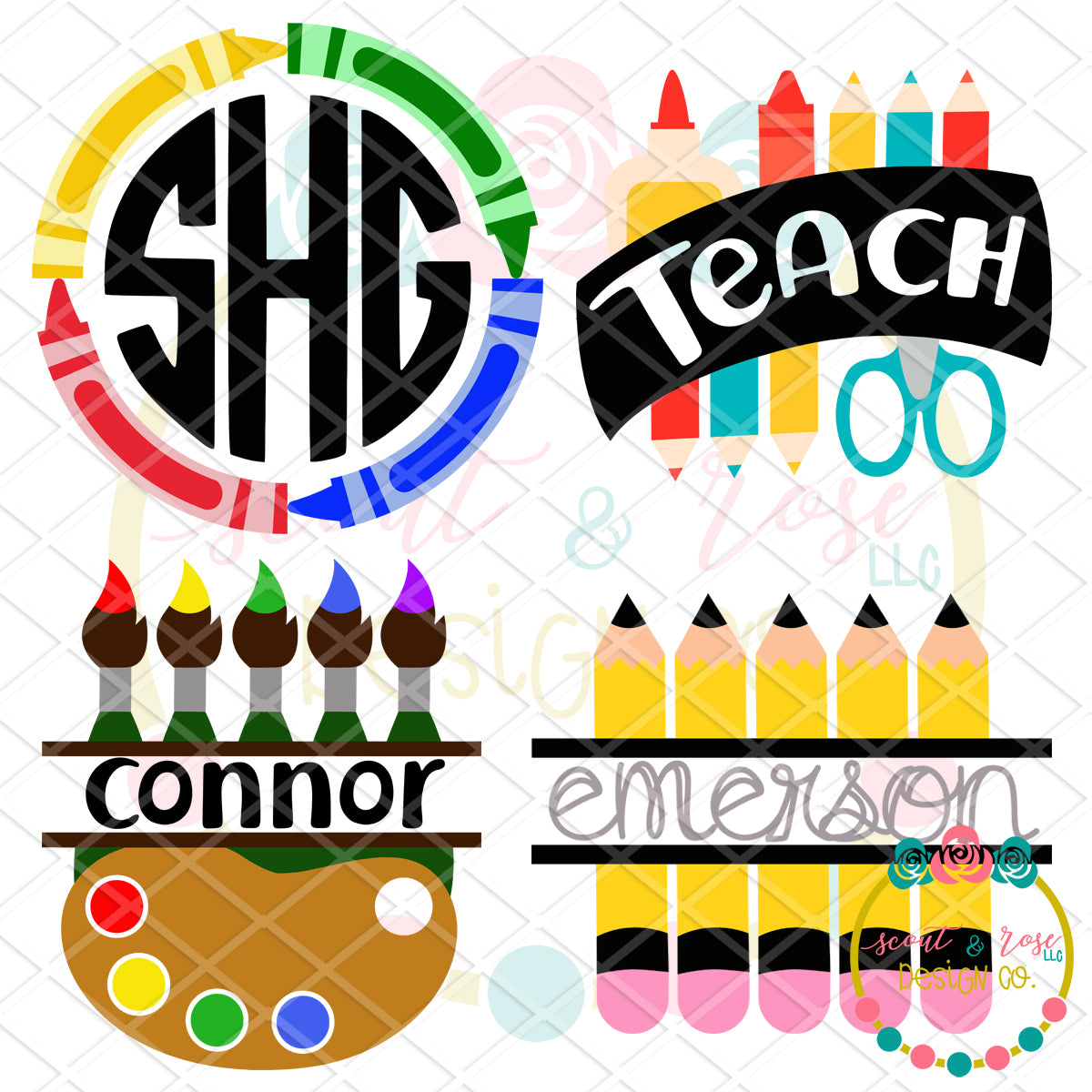 Download Teacher/School Set 1 SVG DXF PNG - Scout and Rose Design Co