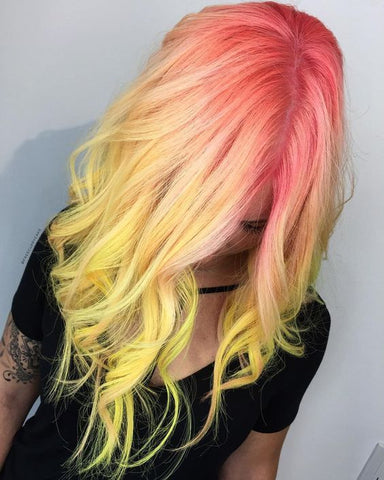 Pink Lemon Yellow Ombre Hair