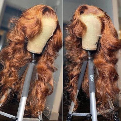 Klaiyi Voluminous Bouncy Curls Brown Lace Front wig