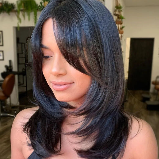 Layered shoulder length hair
