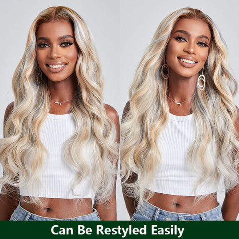 Klaiyi Platinum Blonde Highlight Lace Front wig