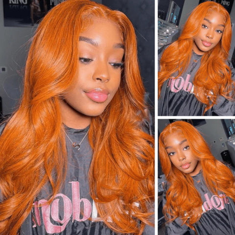 Klaiyi Ginger Orange body wave Lace Front wig