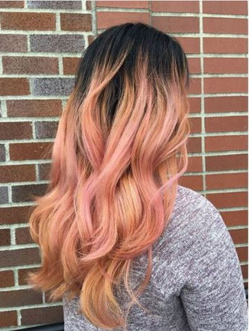 Pink Lemon Hair with Black Roots