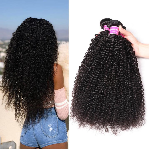 Kinky Curly Virgin Brazilian Human Hair Weave 