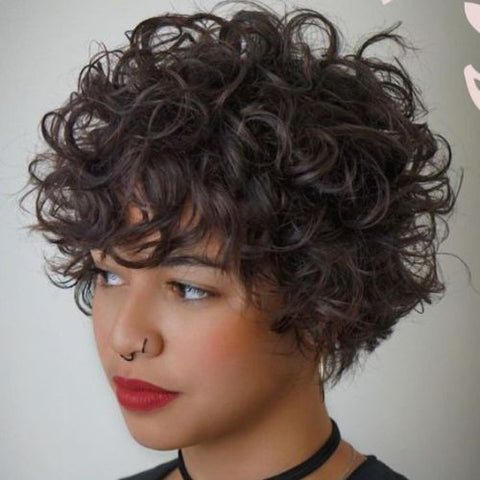 Curly Pixie Cut With Fringe