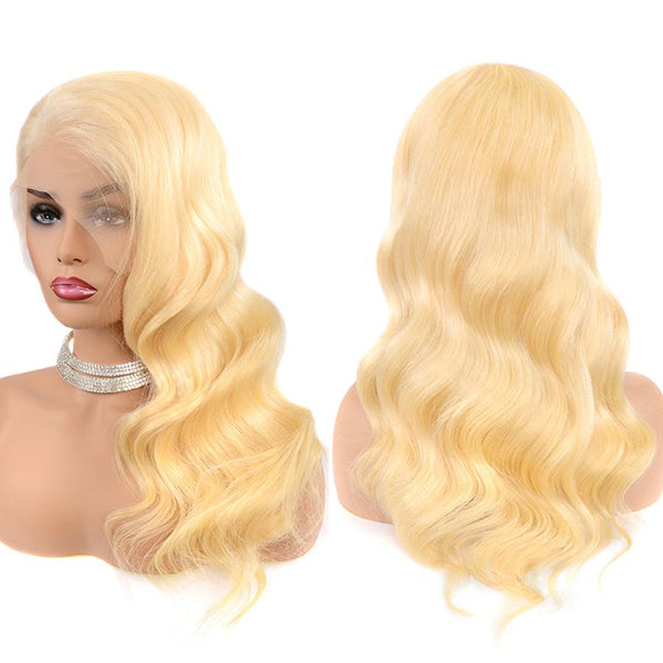 613 Blonde Body Wave Transparent Lace Front Human Hair Wig