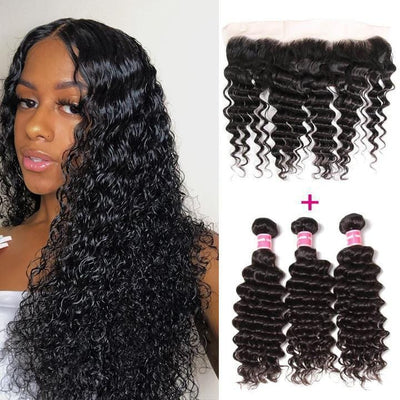 Frontal With Bundles Deep Wave Frontal Curly Hair Frontal