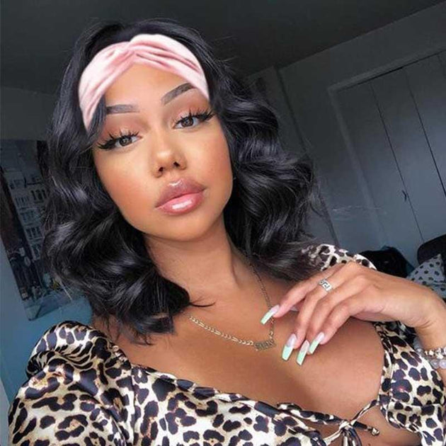 Klaiyi Remy Hair Glueless Body Wave Headband Bob Wig Human Hair Wig 15