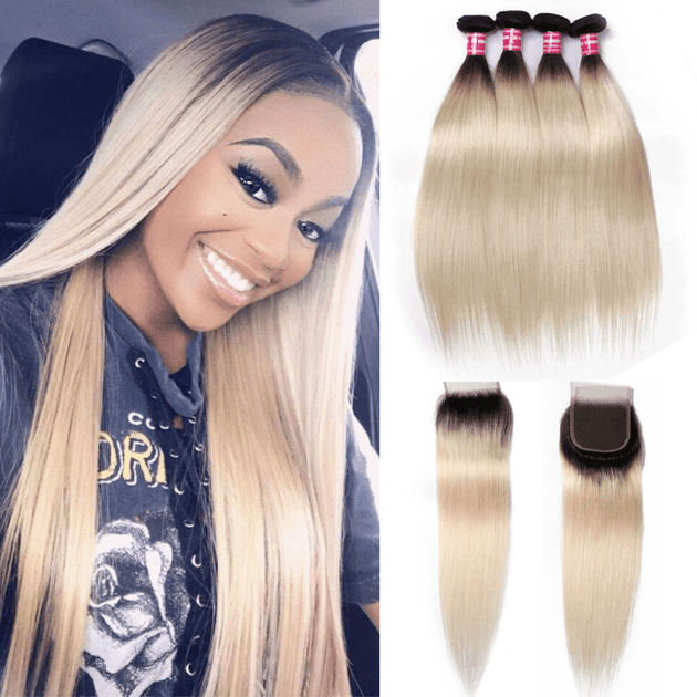 4 Bundles Straight Ombre Hair Weave 1b613 2 Tone Color Hair Weaves Klaiyi 1150