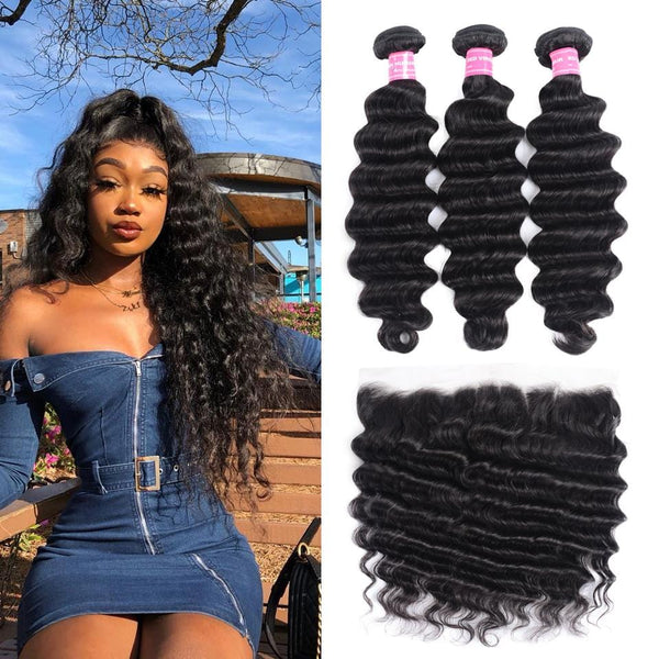 Brazilian Deep Wave 3 Bundles With Frontal