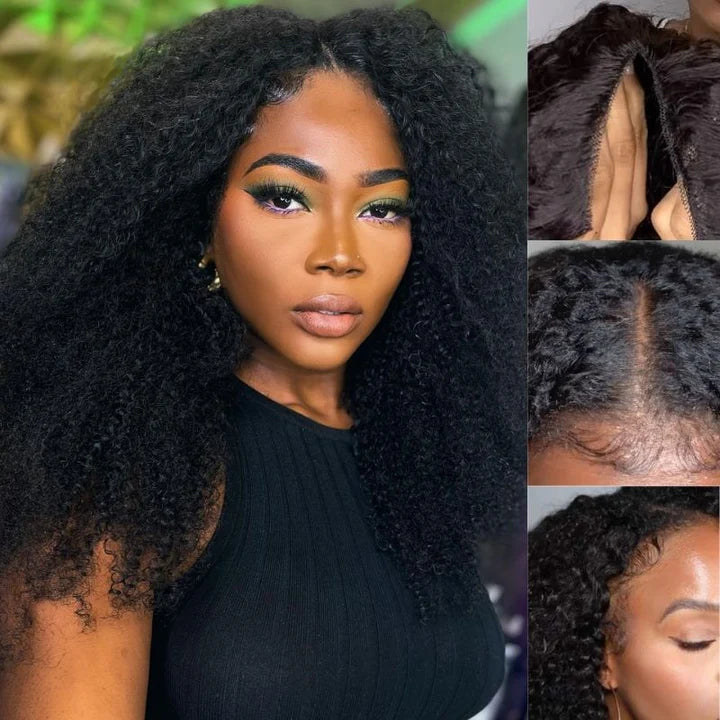 Klaiyi 250 Density 4c Kinky Curly V Part Wigs No Leave Out Upart Wigs