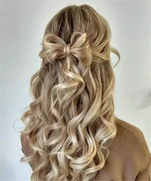 Blonde Bow Hairstyle Half Up