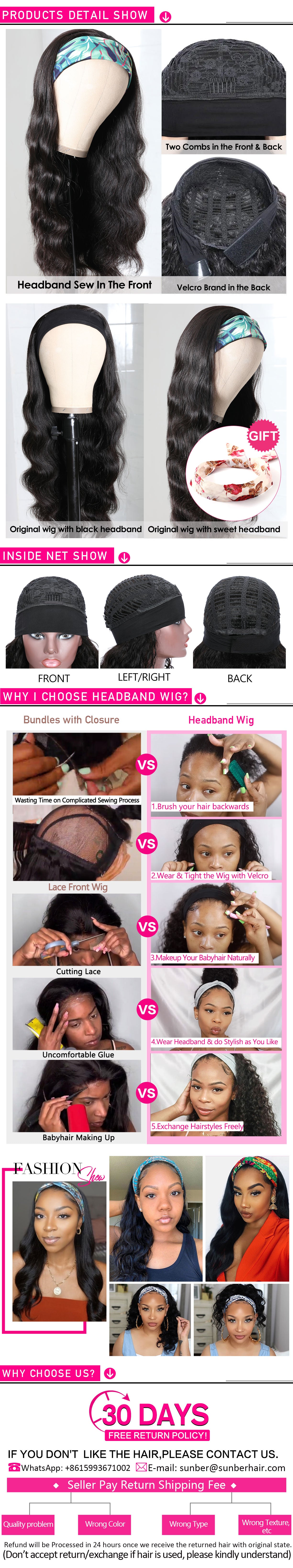 Sunber Amber Ansah Recommend Zero Skill Body Wave Headband Wigs Wear & Go Glueless Human Hair Wigs