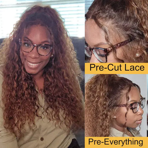 Piano Brown Highlight Big Curly 13x4 Pre Everything Wig