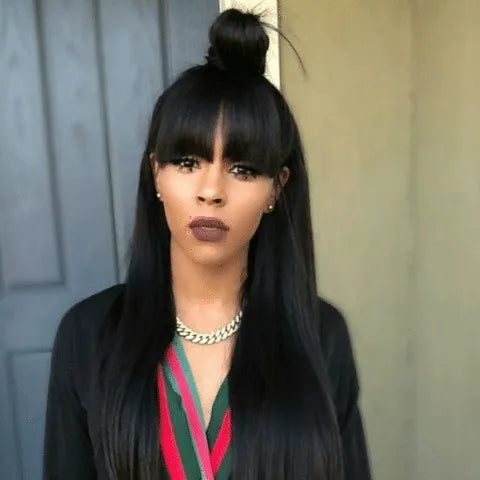 Chinese Bang Wig Half Up Half Down