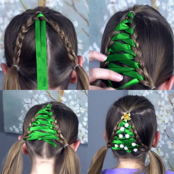 Christmas tree hairstyle. Christmas hair. Holiday hair. See style on  Instagram @jules4_pj or #av… | Christmas hair, Christmas party hairstyles, Christmas  hairstyles