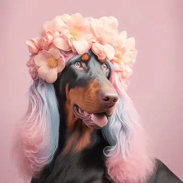 Dog with Pink Wig
