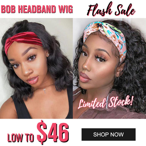 Flash Sale For BOB Headband Wigs Body Wave/ Water Wave Scarf Wigs Low To $46