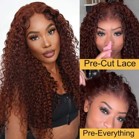 Reddish Brown Jerry Curly 13x4 Pre Everything Wig
