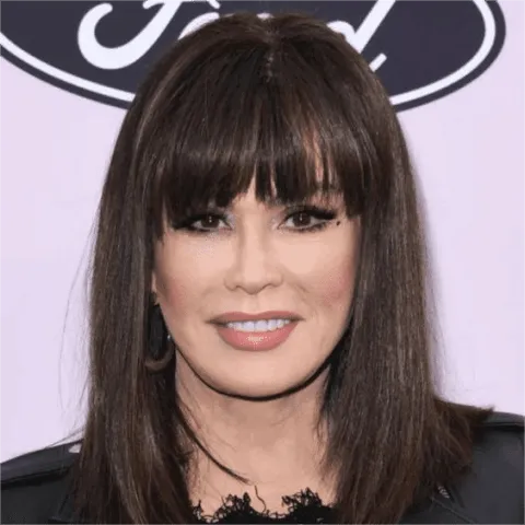 Shoulder-Length Straight Black Wig with Bangs for Marie Osmond