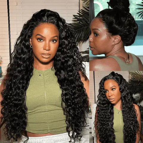 Sunber Water Wave Transparent Lace Front Wigs