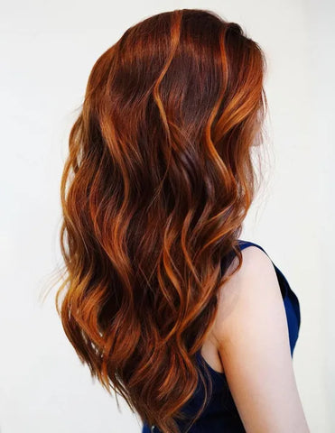 Tangerine Ribbons in Deep Auburn Hair