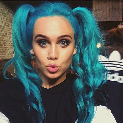 Teal Pigtail Hair