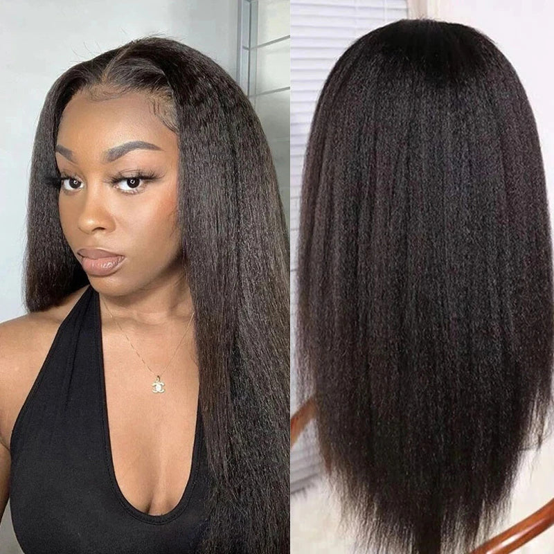 Sunber $100 Off Kinky Straight 13X4 Lace Front Human Hair Wigs And Lace Part Yaki Straight Wigs With Baby Hair