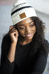 Cream & Navy Striped Beanie - Stellies Authentic Clothing