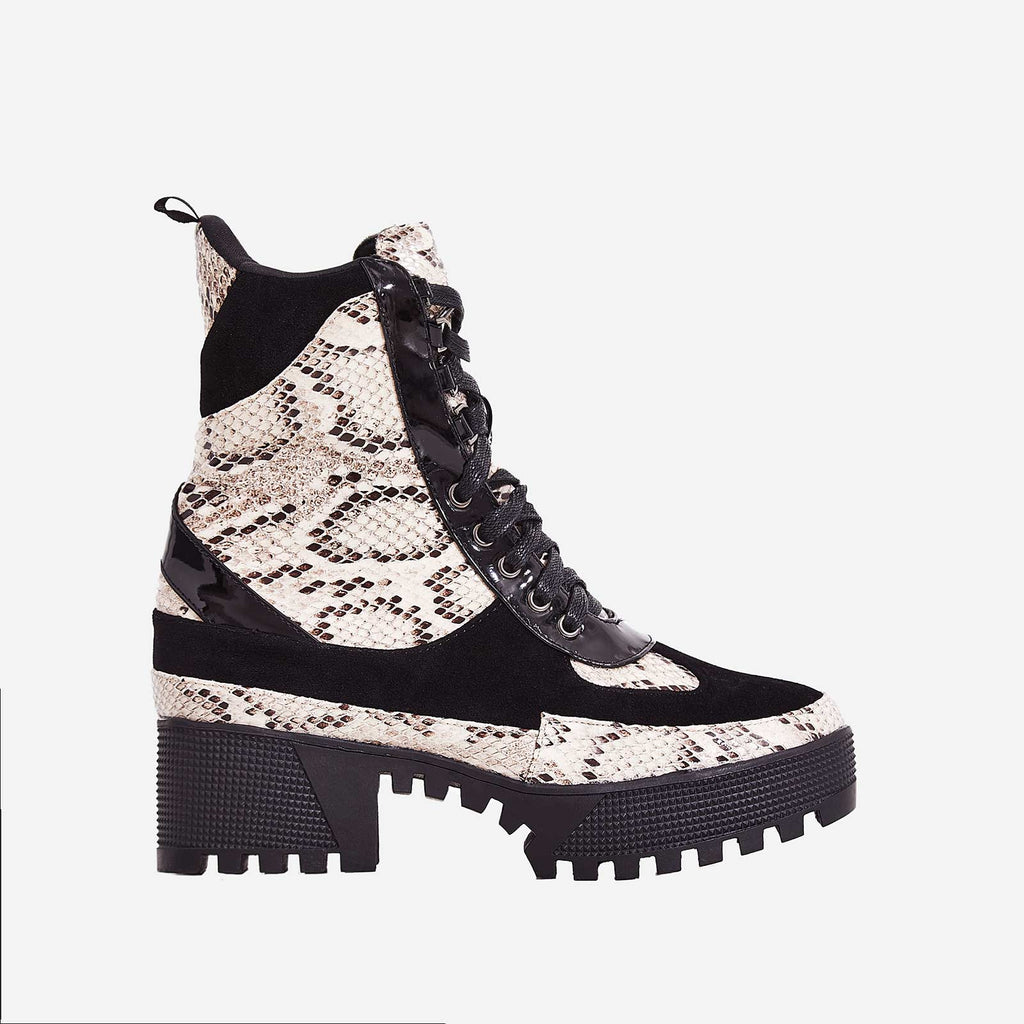 commander chunky sole lace up ankle boot in multi