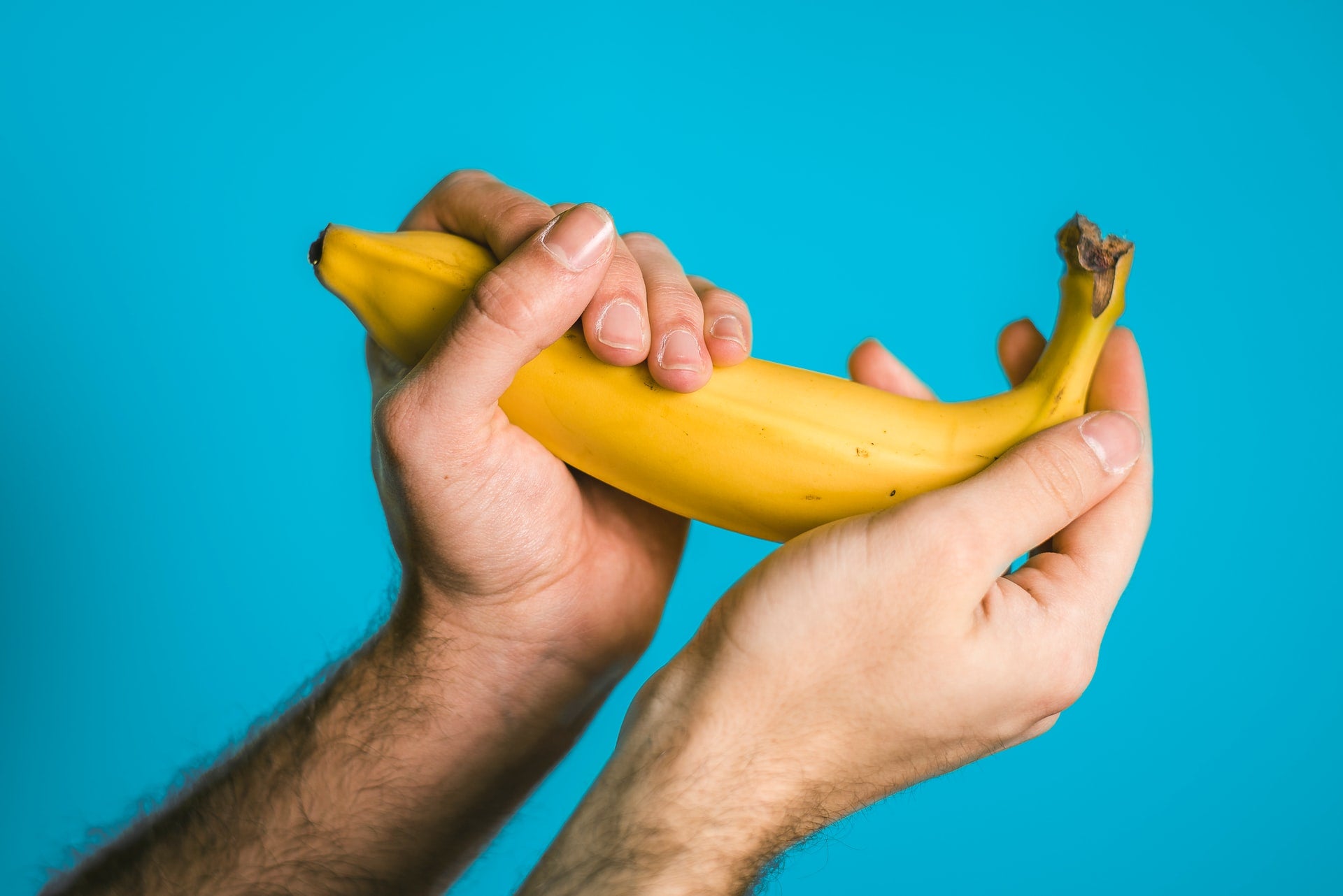 Banana in the hands of a person