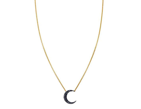 Black diamond moon necklace