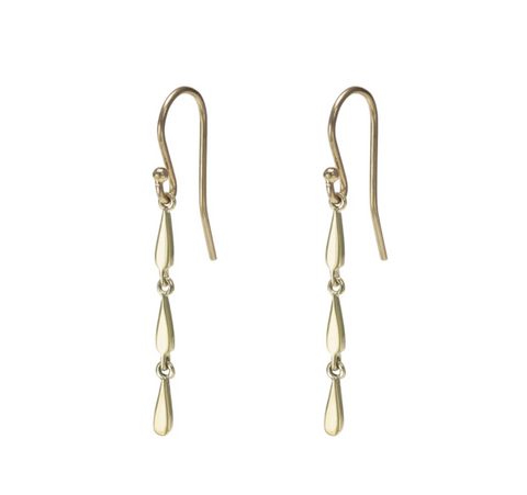triple drop gold earrings 
