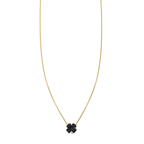 black diamond four leaf clover necklace