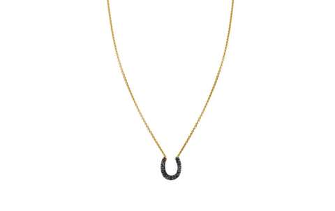 black diamond lucky horseshoe gold necklace