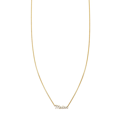 gold baby script necklace 