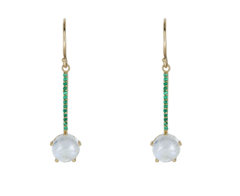 emerald and moonstone pendant earrings