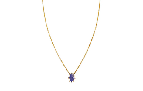 lapis lazuli hamsa hand gold necklace 