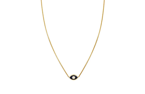 onyx and diamond evil eye gold necklace 