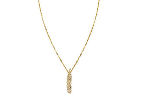 pave diamond feather necklace