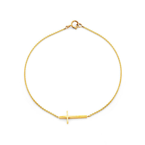 Image of Sideways Gold Cross Bracelet