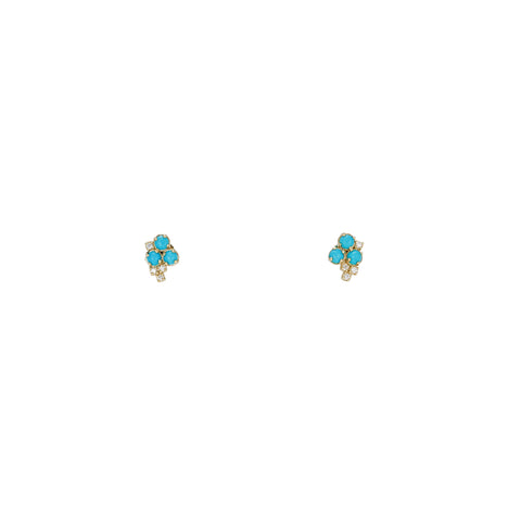 Turquoise & Diamond Bubble Stud Earrings