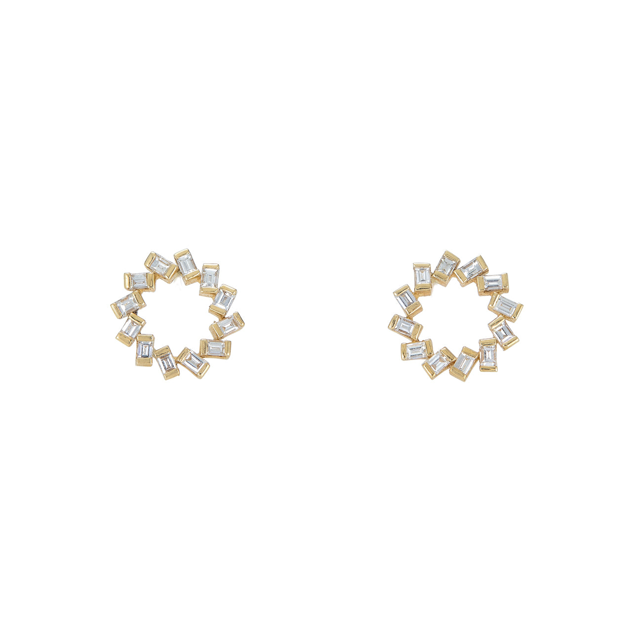 Image of Baguette Circle Stud Earrings