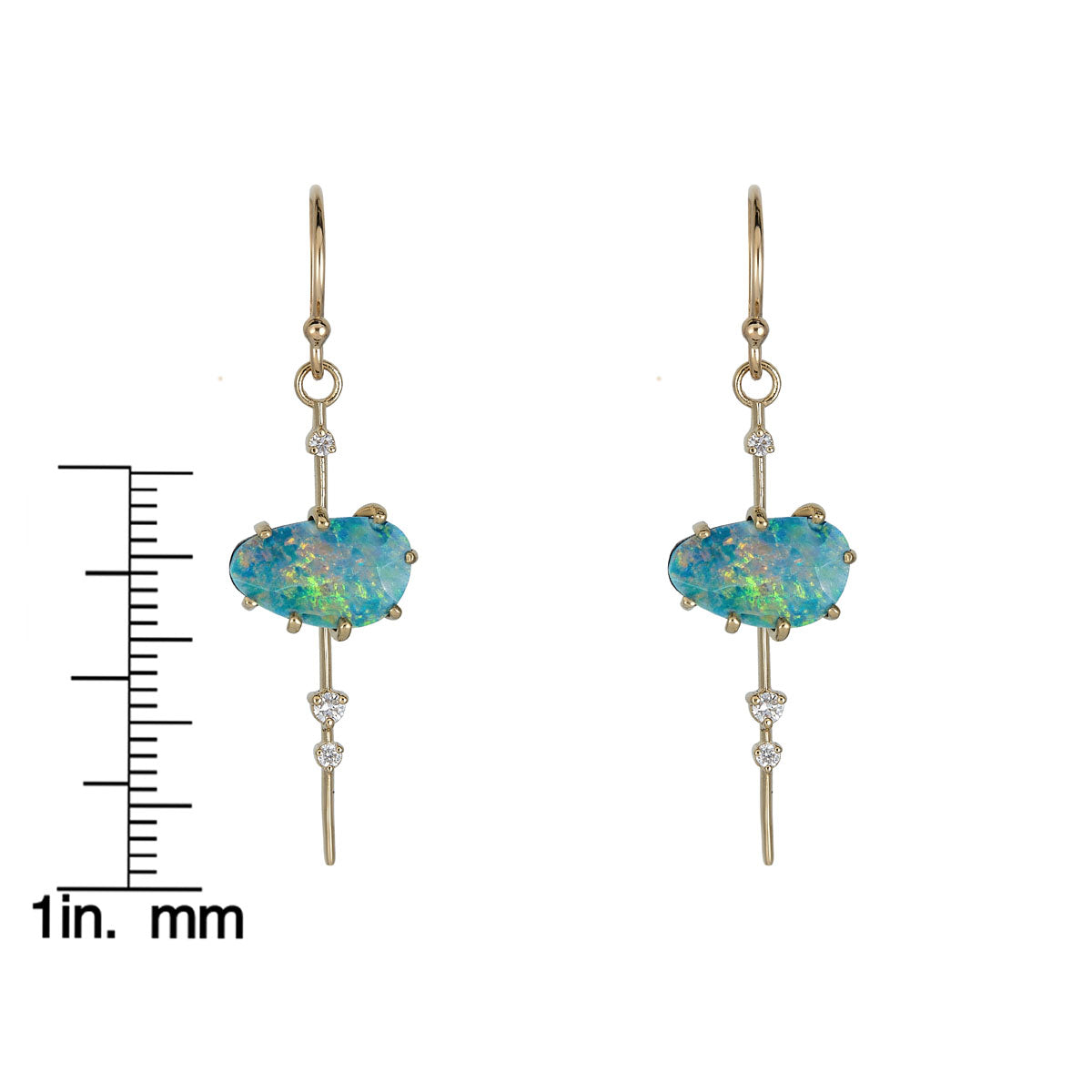 Boulder Opal & Diamond Pendulum Earrings